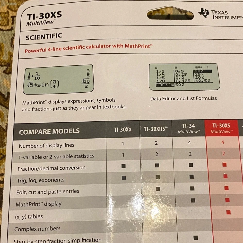 Texas Instruments TI-30XS MultiView Blue and Gray Calculator